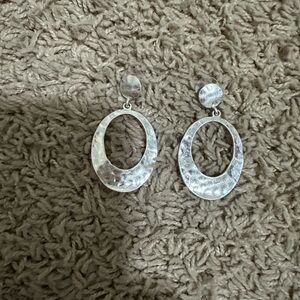 Silver Hammered Crescent Earrings